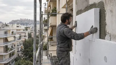 Τοποθέτηση θερμομονωτικών πλακών σε πρόσοψη